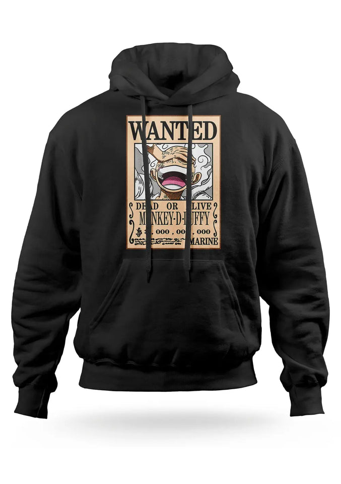 Felpa con Cappuccio Wanted Monkey D Luffy Rubber Gear 5 One Piece Anime